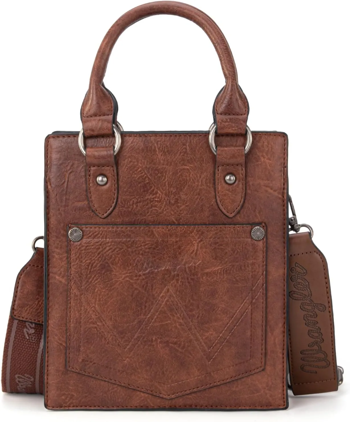 Wrangler Small Crossbody Bag for Women Tooling Top Handle Handbags and Mini Tote Bag