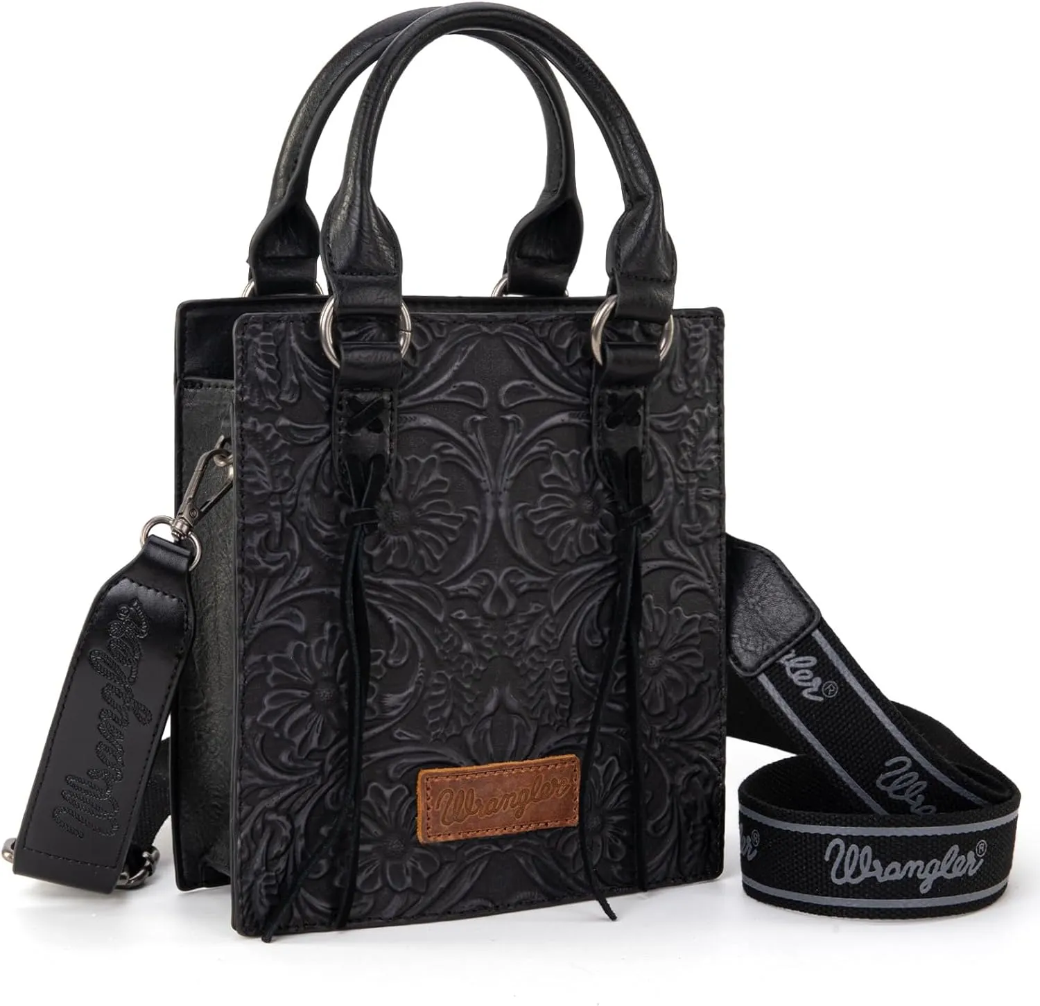 Wrangler Small Crossbody Bag for Women Tooling Top Handle Handbags and Mini Tote Bag