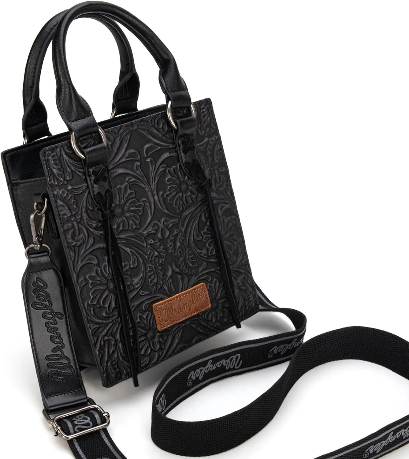 Wrangler Small Crossbody Bag for Women Tooling Top Handle Handbags and Mini Tote Bag