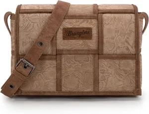 Wrangler Woven Flap Crossbody Bag for Women Floral Tooled Cross Body Purse