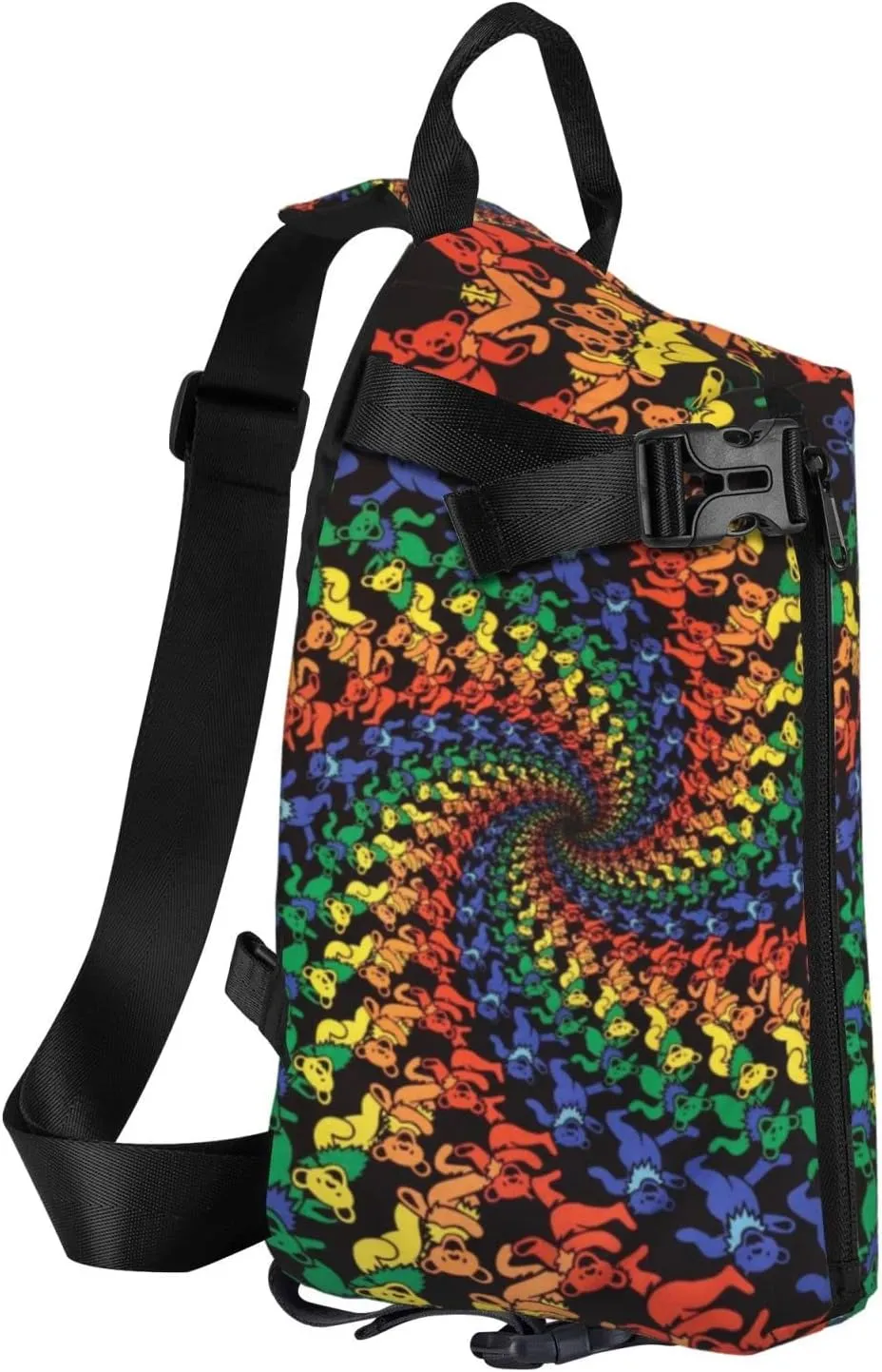 Wurton Bear Dancing Tie Dye Print Travel Crossbody Backpack Bag,Lightweight Sling Bag For Travel Unisex