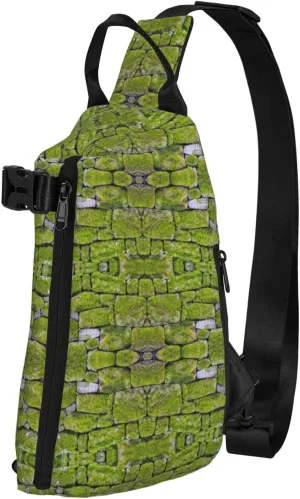 Wurton Moss Stone Pavement Print Travel Crossbody Backpack Bag,Lightweight Sling Bag For Travel Unisex