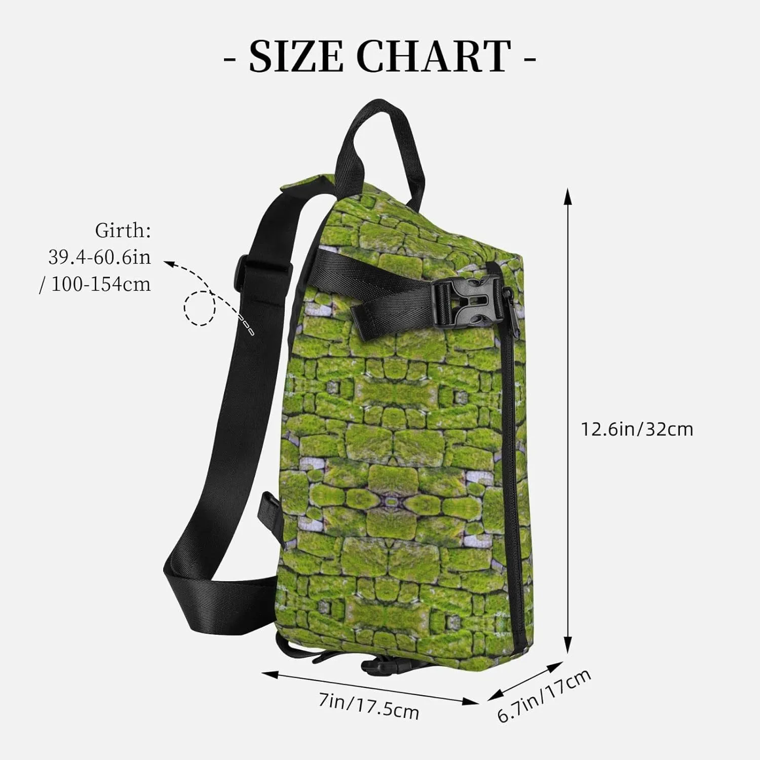 Wurton Moss Stone Pavement Print Travel Crossbody Backpack Bag,Lightweight Sling Bag For Travel Unisex