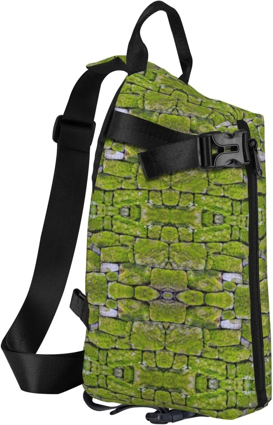 Wurton Moss Stone Pavement Print Travel Crossbody Backpack Bag,Lightweight Sling Bag For Travel Unisex