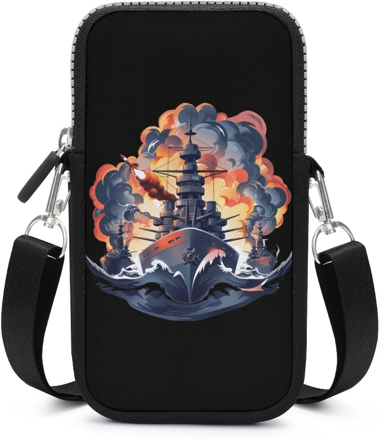 WW2 Warship Battleship Cruisers Naval Fleet Cell Phone Purse Small Cross-body Bags Portable Shoulder Bag with Zippered for Women Men