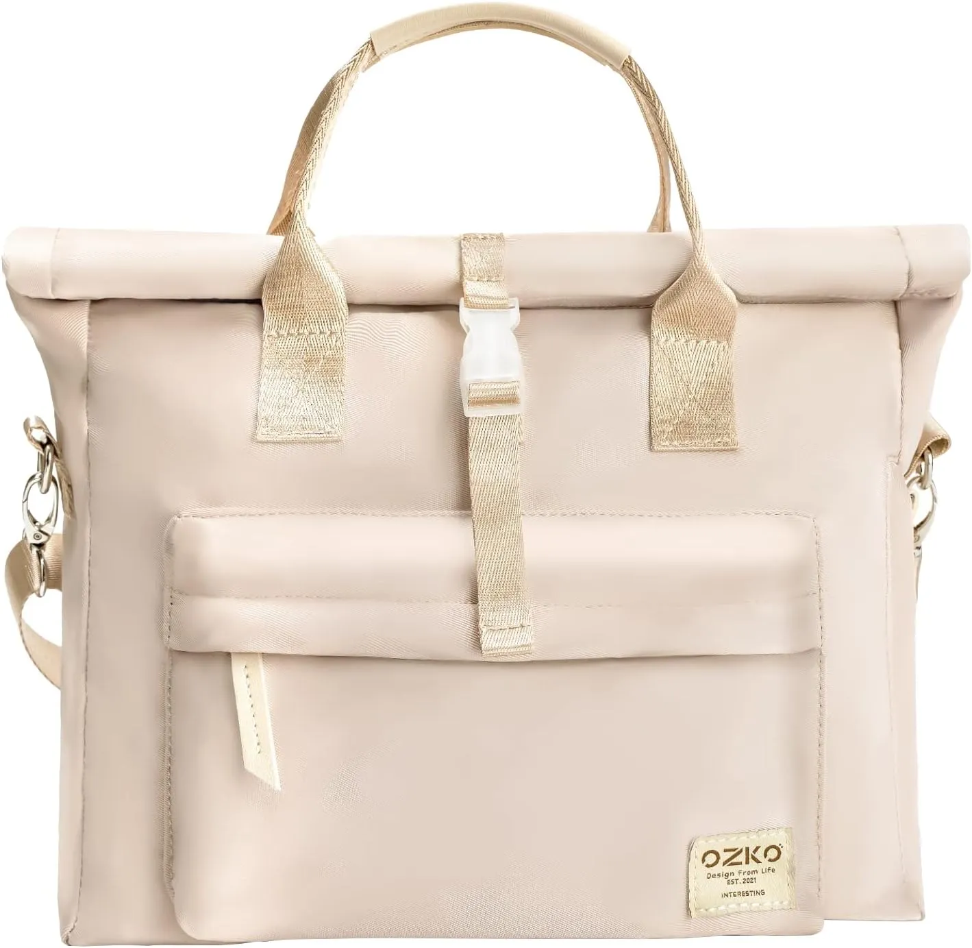 Wxnow Women Messenger Backpack Convertible Tote Bag Laptop Backpack for 15.6" (Rose Gold)
