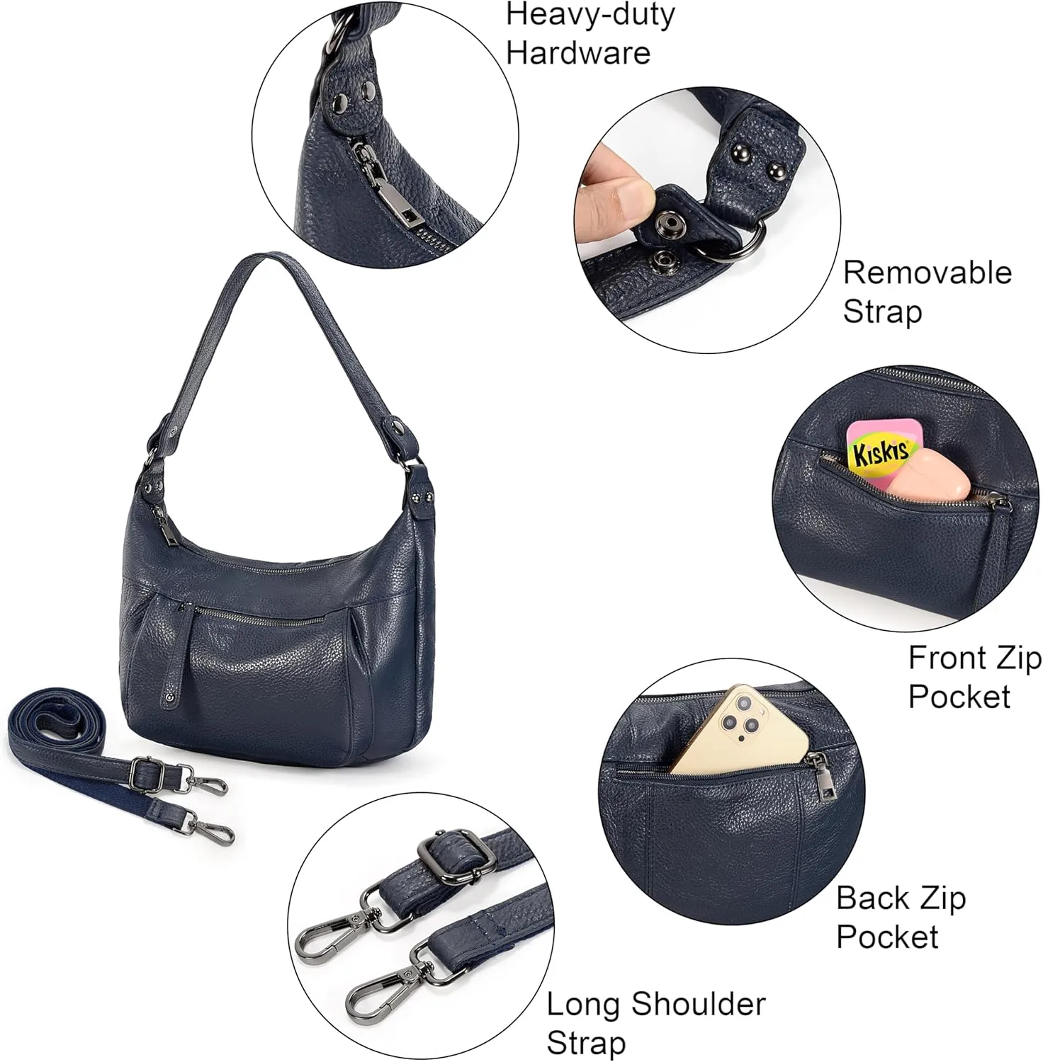 YALUXE Genuine Cowhide Leather Shoulder Bag Convertible Handbag Purse for Women