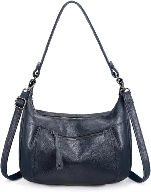 YALUXE Genuine Cowhide Leather Shoulder Bag Convertible Handbag Purse for Women