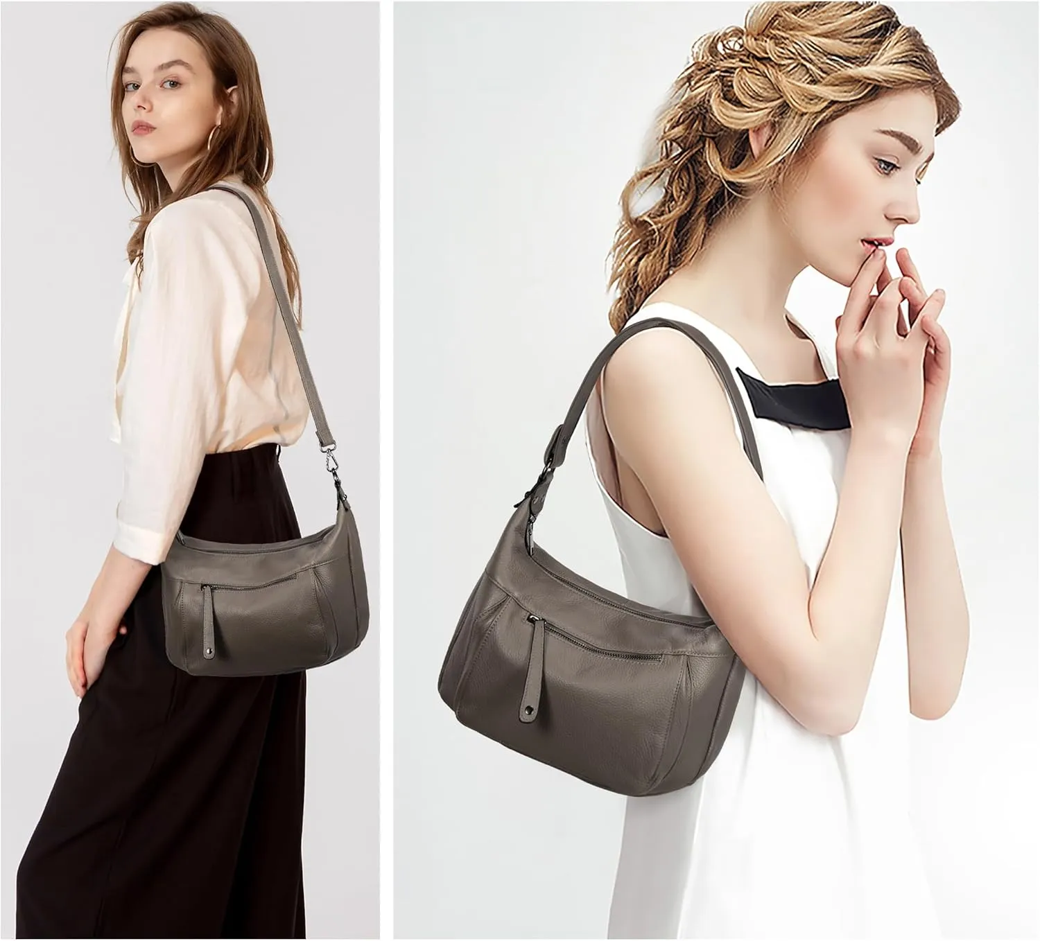YALUXE Genuine Cowhide Leather Shoulder Bag Convertible Handbag Purse for Women