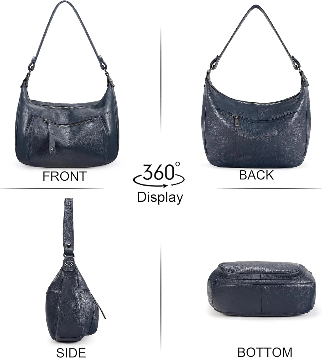 YALUXE Genuine Cowhide Leather Shoulder Bag Convertible Handbag Purse for Women