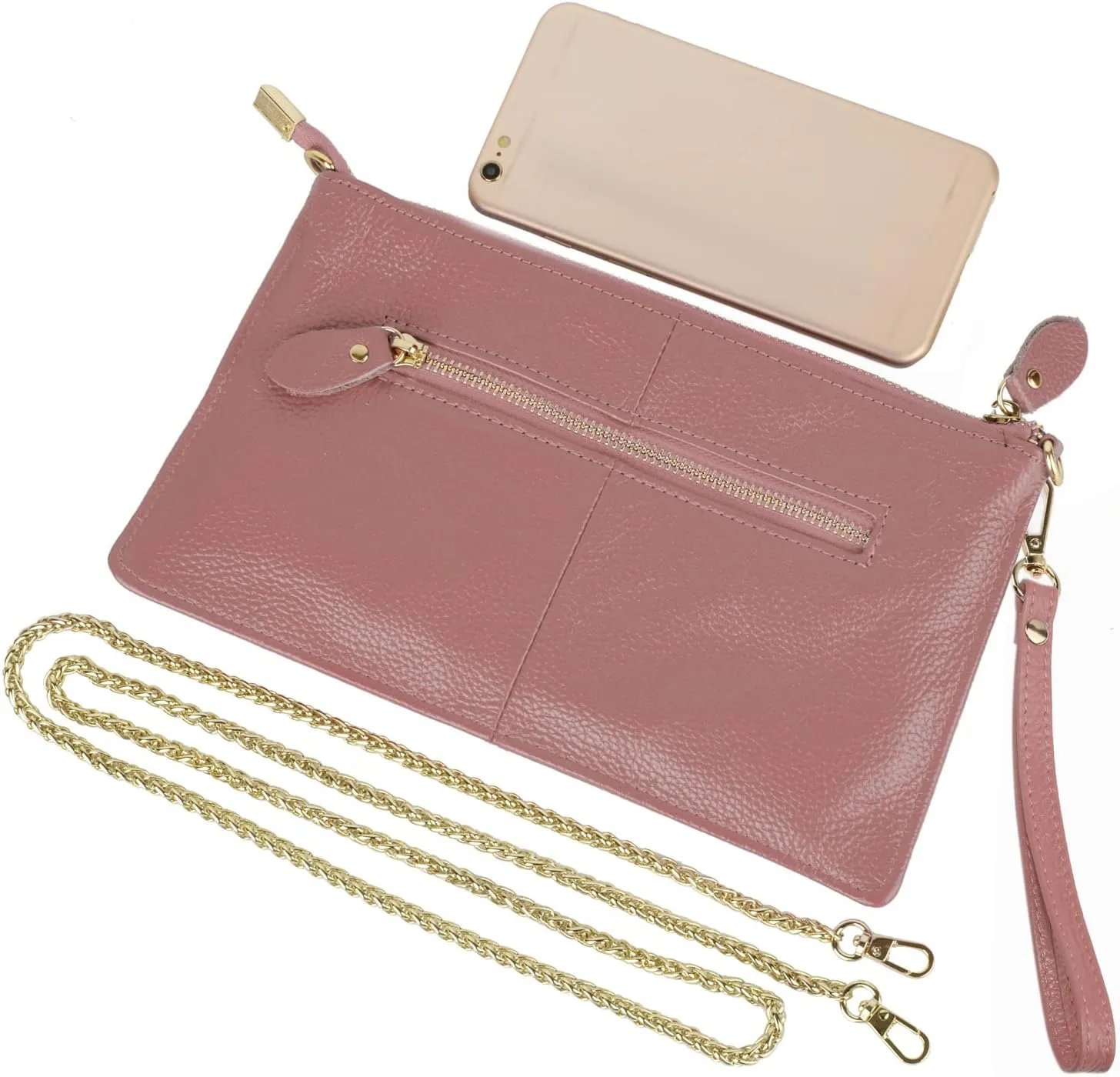 YALUXE Genuine Leather Wristlet Handbags Purses Cell Phone Pocket Clutch Wallet Crossbody Bags for Women