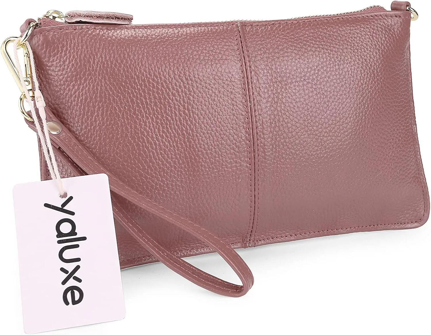 YALUXE Genuine Leather Wristlet Handbags Purses Cell Phone Pocket Clutch Wallet Crossbody Bags for Women