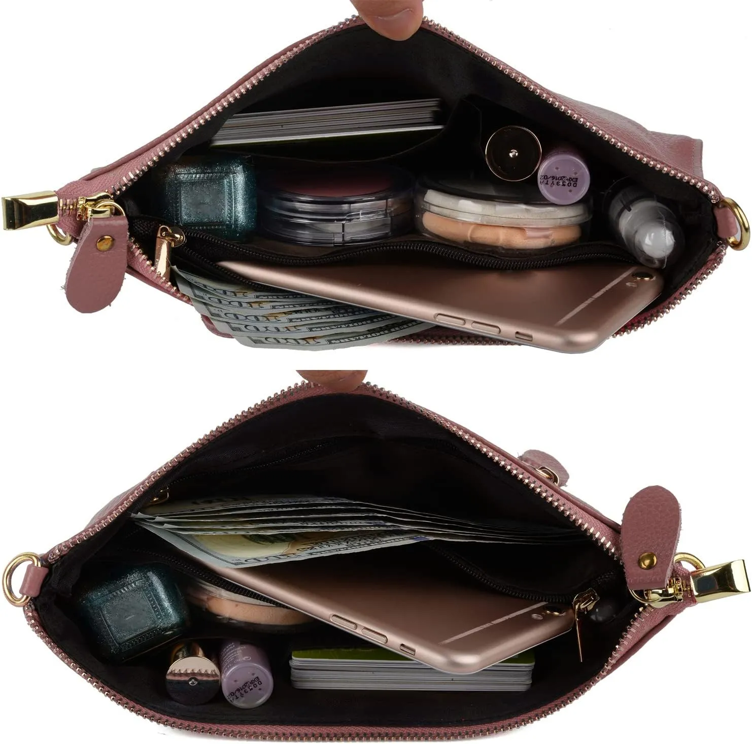 YALUXE Genuine Leather Wristlet Handbags Purses Cell Phone Pocket Clutch Wallet Crossbody Bags for Women