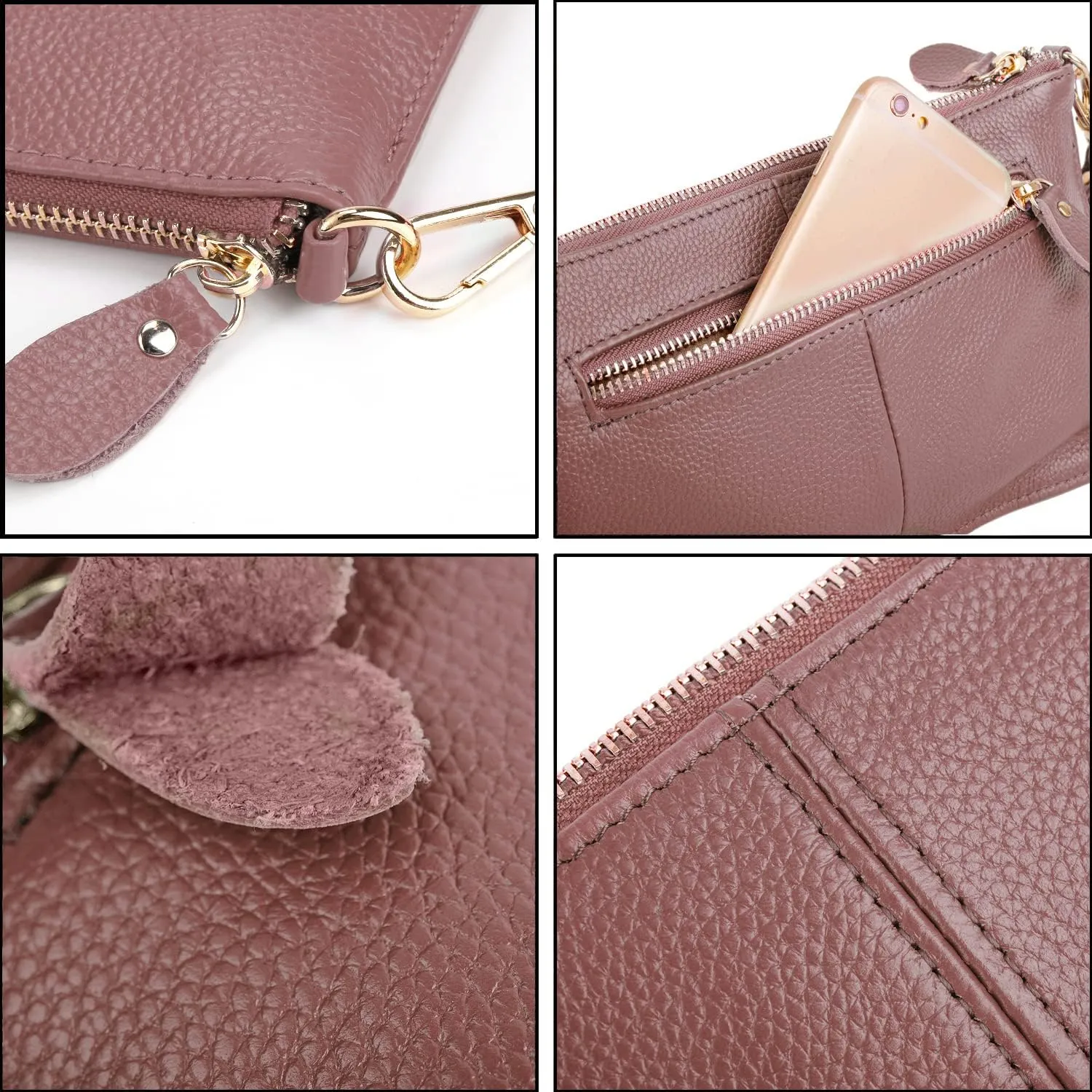 YALUXE Genuine Leather Wristlet Handbags Purses Cell Phone Pocket Clutch Wallet Crossbody Bags for Women