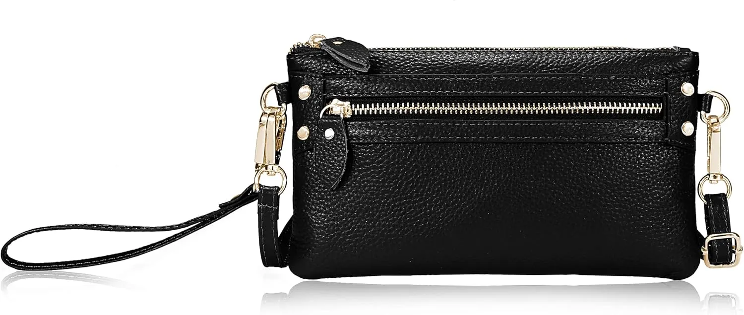 YALUXE Genuine Leather Wristlet Handbags Purses Clutch Pouch Wallet Crossbody Bags for Women