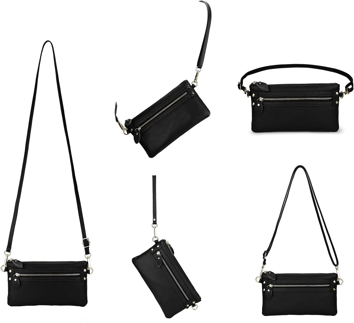 YALUXE Genuine Leather Wristlet Handbags Purses Clutch Pouch Wallet Crossbody Bags for Women