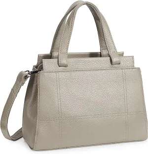 YALUXE Women's Leather Handbag Purse Shoulder Bag Crossbody Bag Double Zip Pockets Medium Size