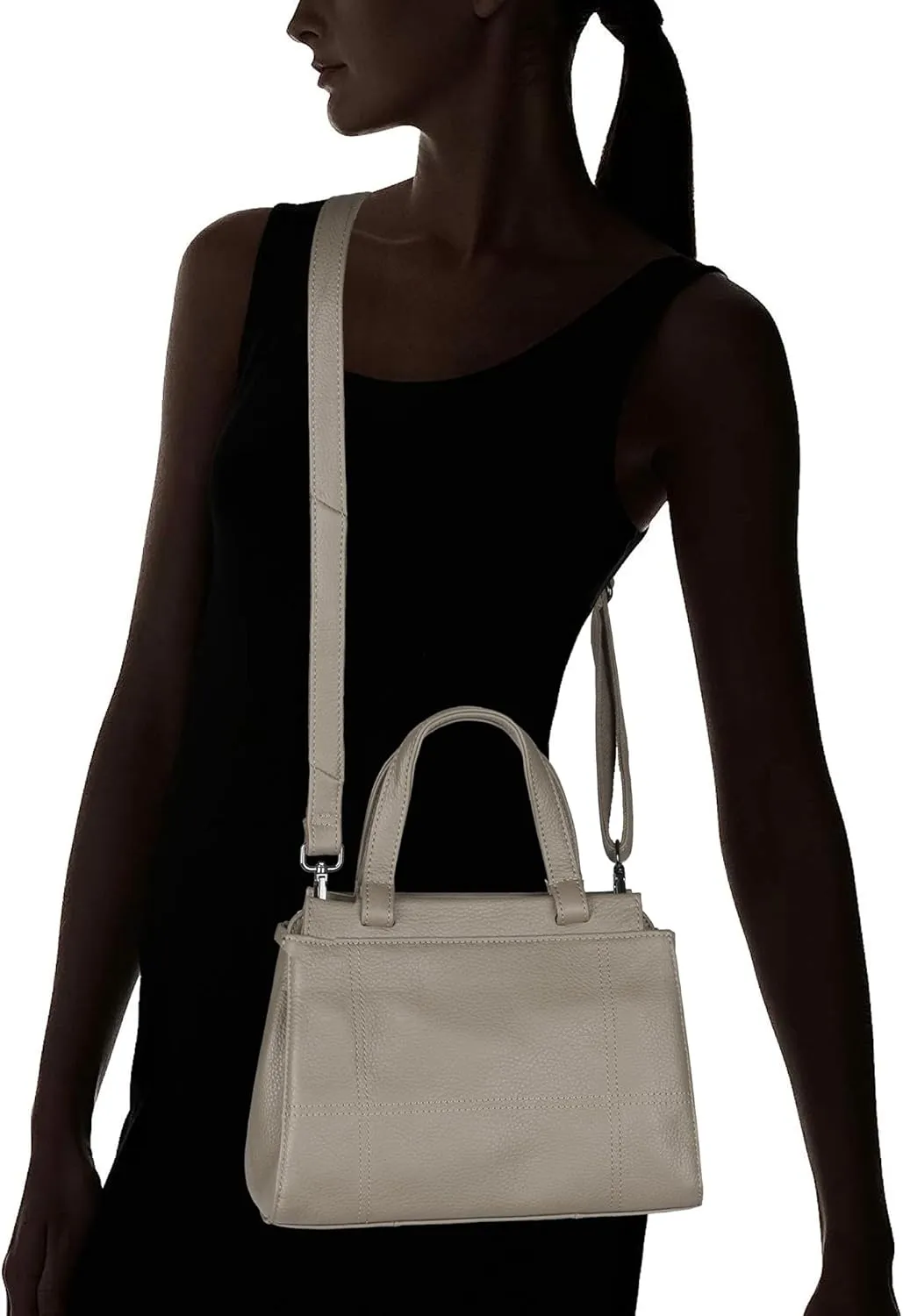 YALUXE Women's Leather Handbag Purse Shoulder Bag Crossbody Bag Double Zip Pockets Medium Size