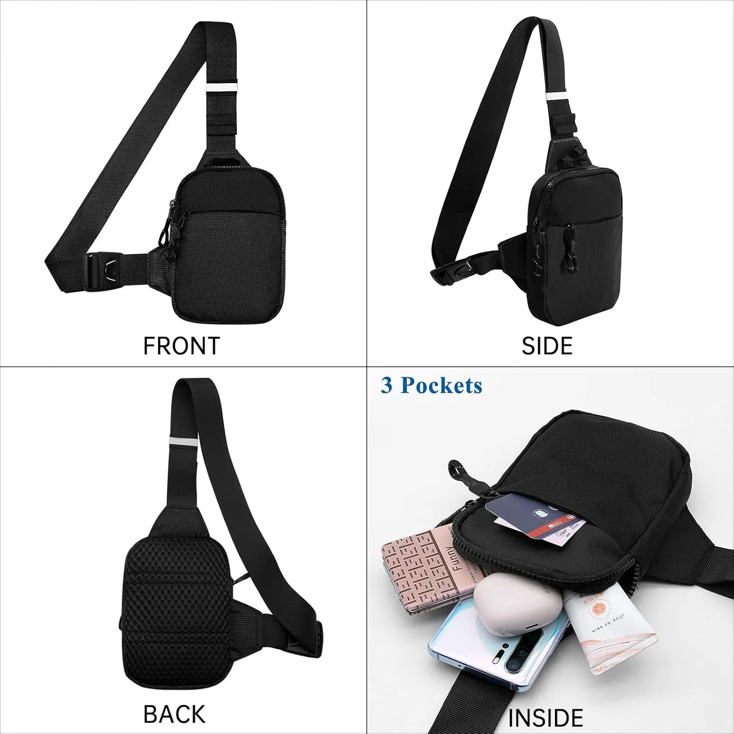 YAMEIZE Mini Crossbody Sling Bag - Trendy Small Chest Bag with Adjustable Strap for Men Women Multipurpose Daypack