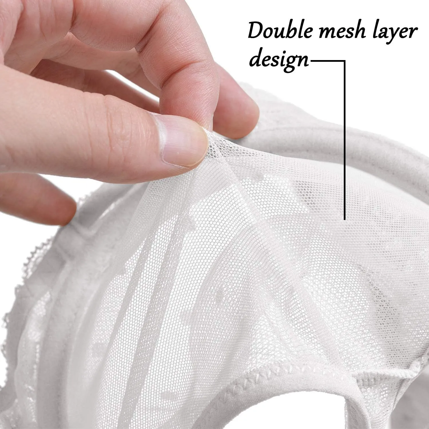 YANDW Women's Full Coverage Plus Size Bra Unlined Lace Minimizer Unpadded Underwire Bras