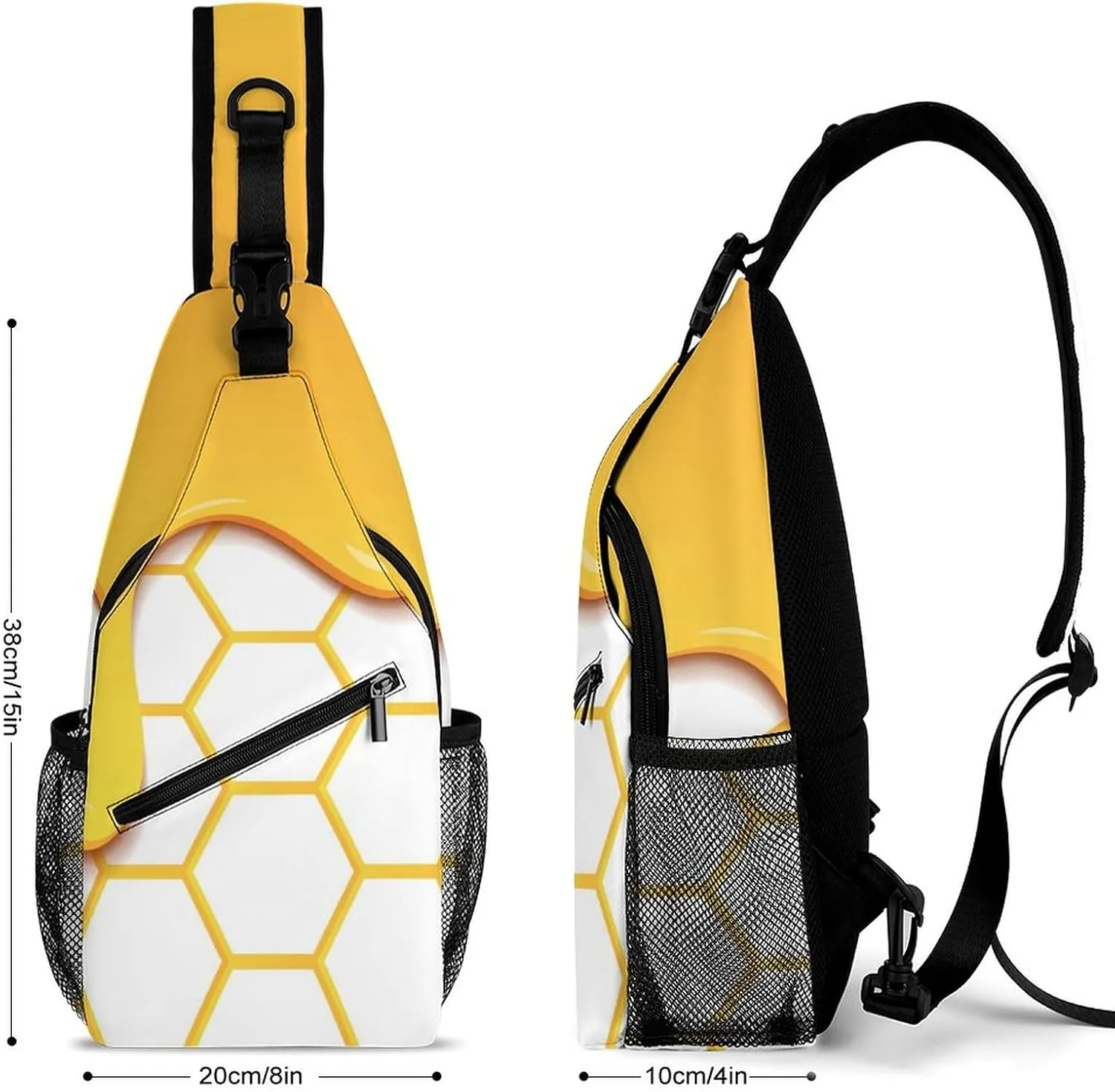 Yellow-honeycomb-honey-drips Crossbody Sling Backpack, Shoulder Bag Chest Bag for Travel Sport Running, 38x20cm, Style-3
