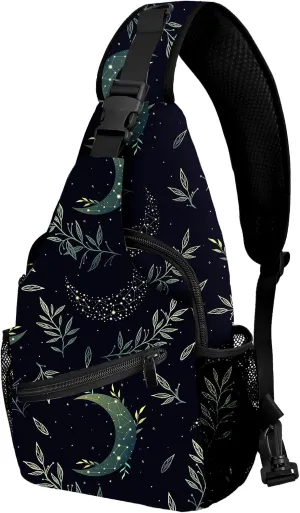 Yrebyou Moon Sling Bag for Women Men Chest Backpack Travel Crossbody Daypack for Hiking Cycling Running