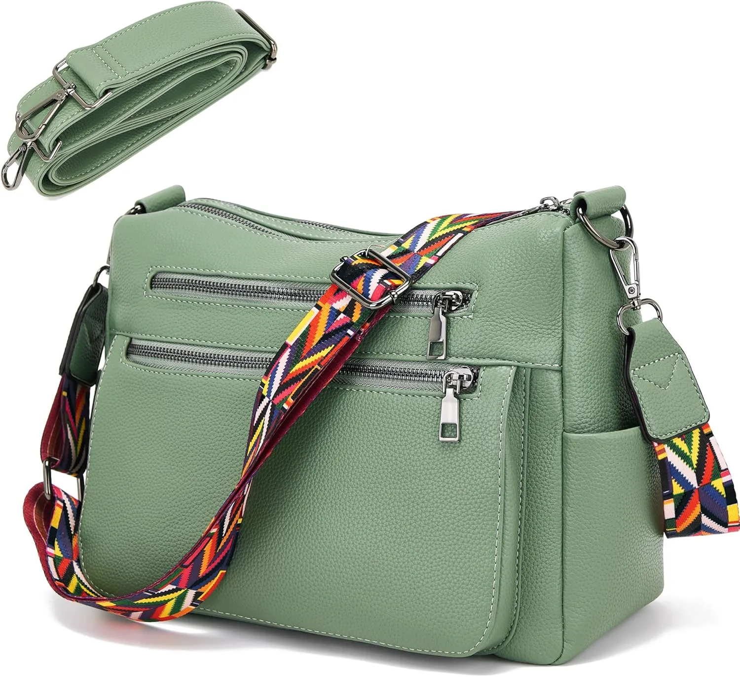YZAOLL Large Crossbody Bag for Women Vegan Leather Tote with Adjustable Wide Strap Water-resistant Work Purse with 10 Pockets