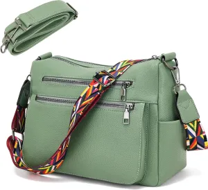 YZAOLL Large Crossbody Bag for Women Vegan Leather Tote with Adjustable Wide Strap Water-resistant Work Purse with 10 Pockets