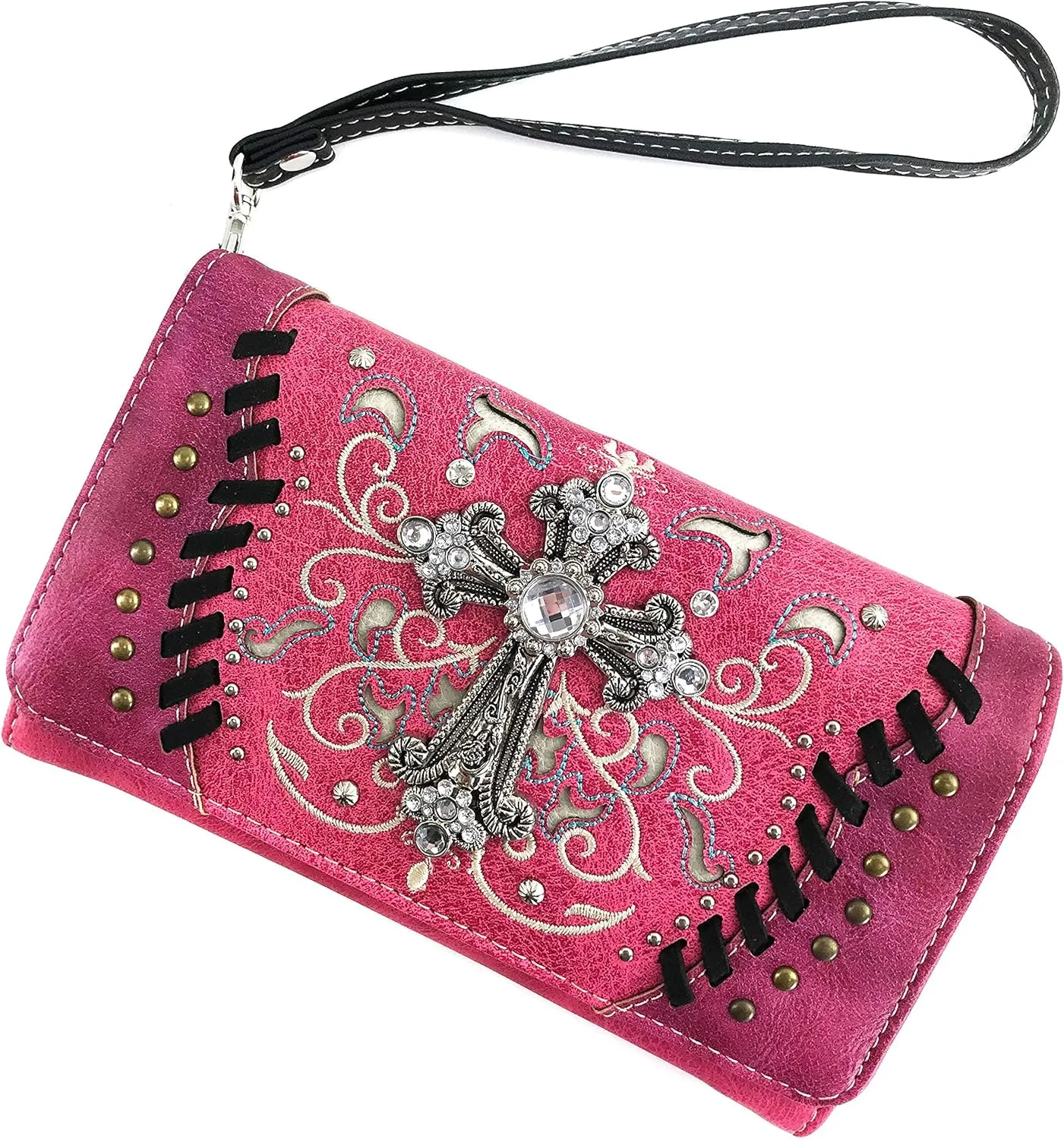 Zelris Spring Bloom Western Cross Women Crossbody Wrist Trifold Wallet