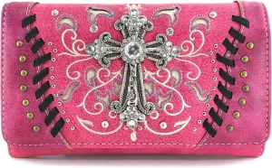 Zelris Spring Bloom Western Cross Women Crossbody Wrist Trifold Wallet