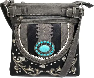 Zelris Western Turquoise Stone Concho Women Conceal Carry Crossbody Messenger