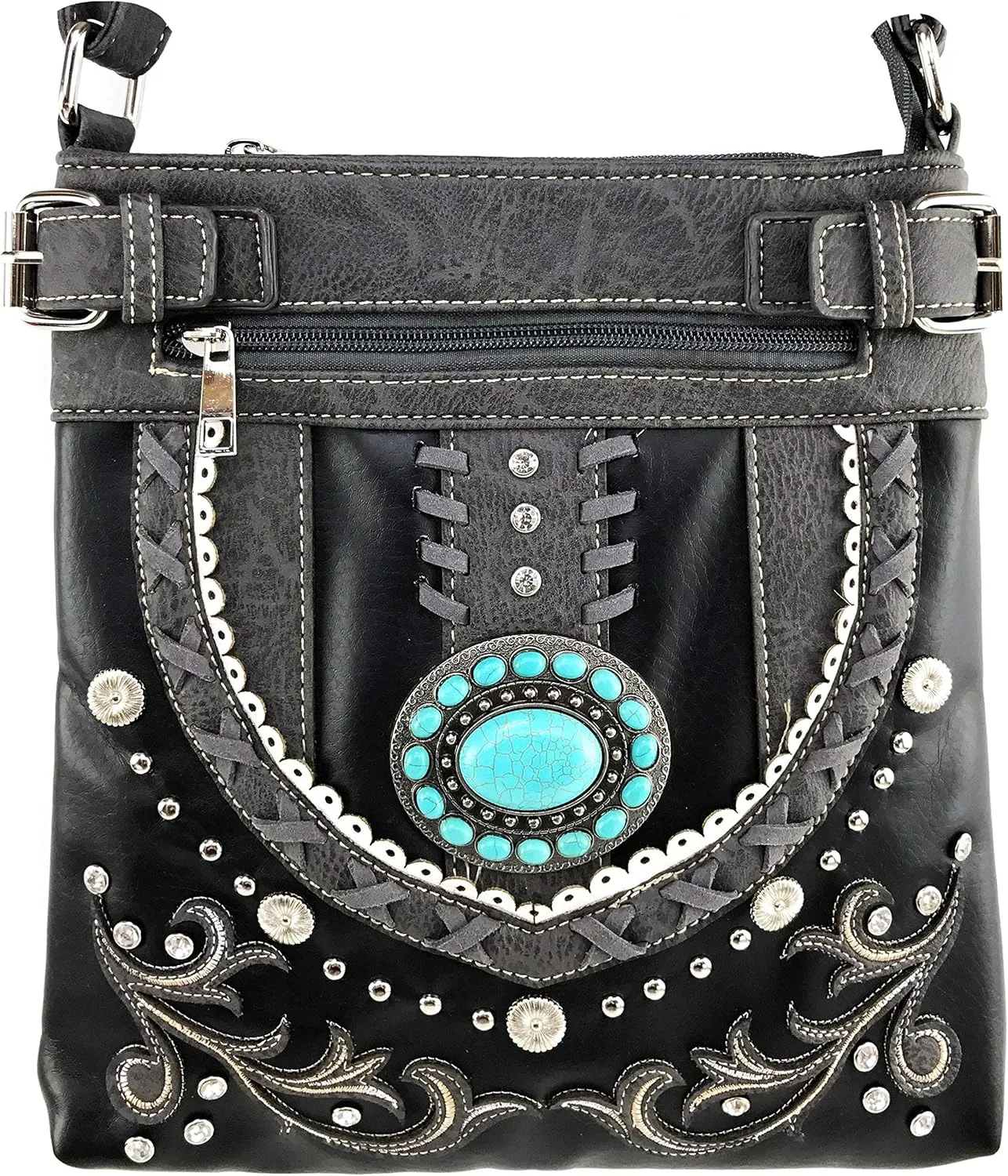 Zelris Western Turquoise Stone Concho Women Conceal Carry Crossbody Messenger