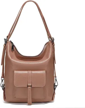 zency Shoulder Bag Purse for Women Convertible Genuine Leather Backpack Tote Handbag Daypack for Work, Travel