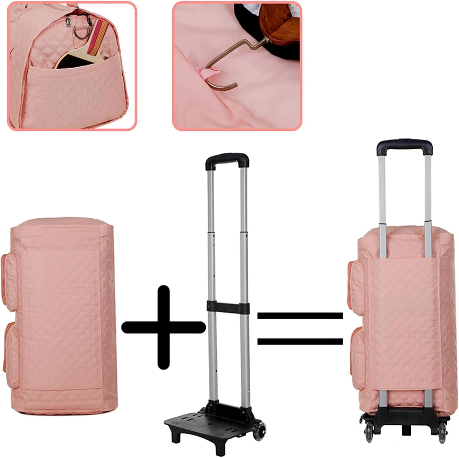 Zentotex Foldable Travel Bag, Zentotex Deluxe Foldable Travel Bag, High Capacity Folding Suit Luggage (Lvory white (with wheels))