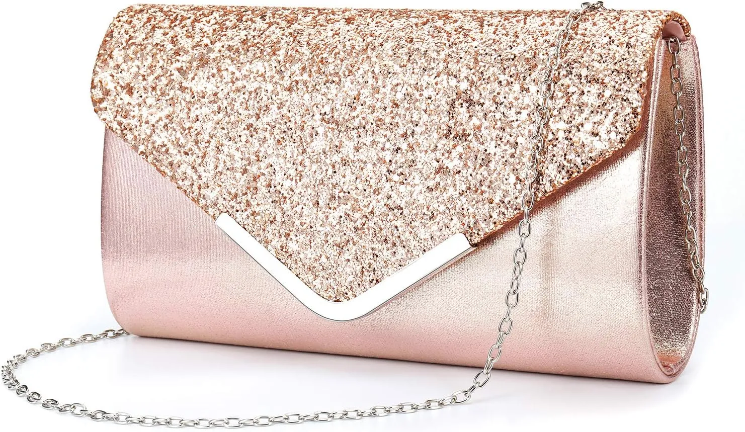 ZIUMUDY Women's Sparkle Evening Bags Envelope Clutches Shoulder Chain Handbag Bridal Wedding Purse
