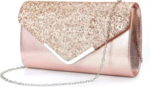 ZIUMUDY Women's Sparkle Evening Bags Envelope Clutches Shoulder Chain Handbag Bridal Wedding Purse