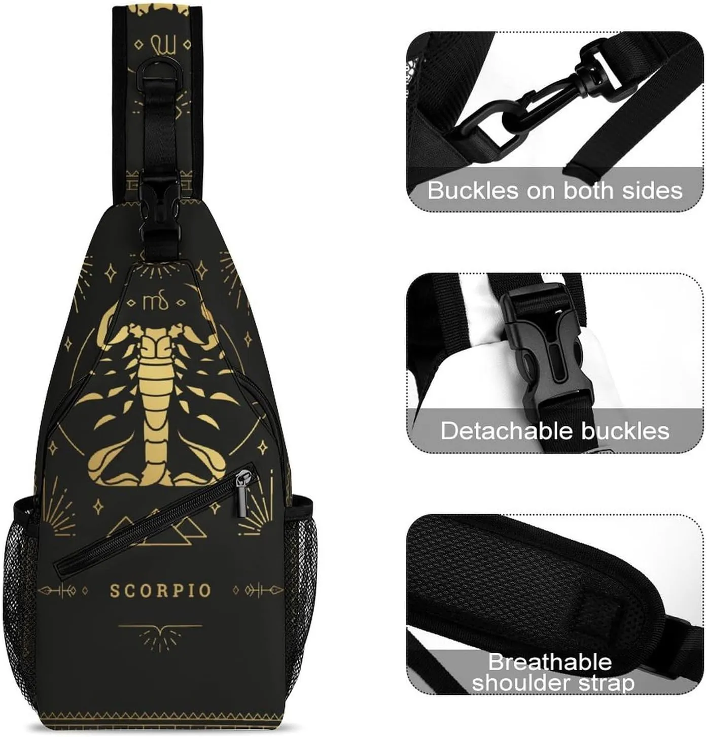 Zodiac-constellation-cancer Sling Bag Crossbody Chest Bag Shoulder Bag For Travel Hiking Cycling Camping
