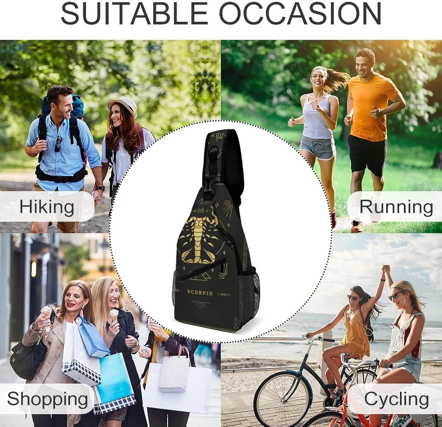 Zodiac-constellation-cancer Sling Bag Crossbody Chest Bag Shoulder Bag For Travel Hiking Cycling Camping