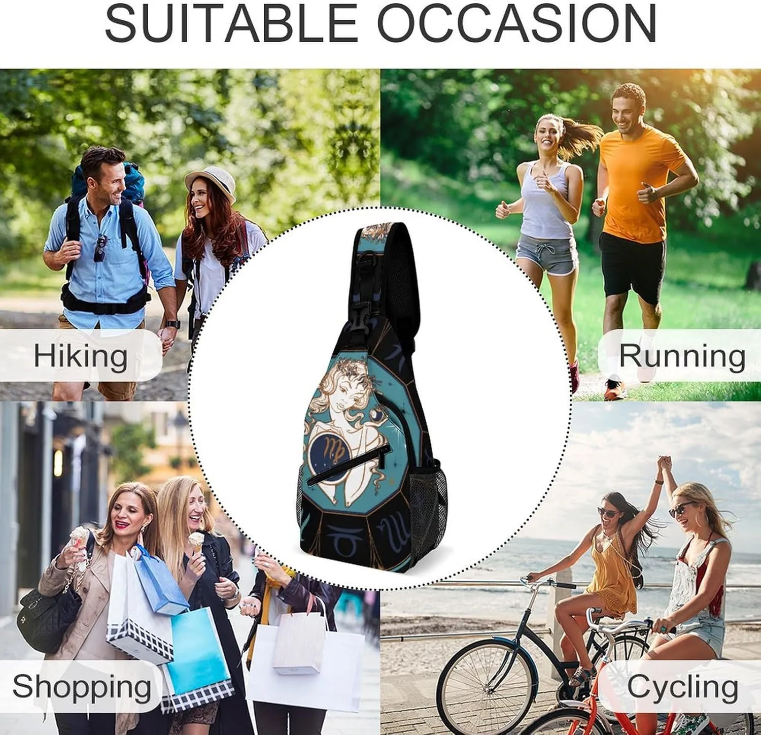 Zodiac-sign-taurus Sling Bag Crossbody Chest Bag Shoulder Bag For Travel Hiking Cycling Camping
