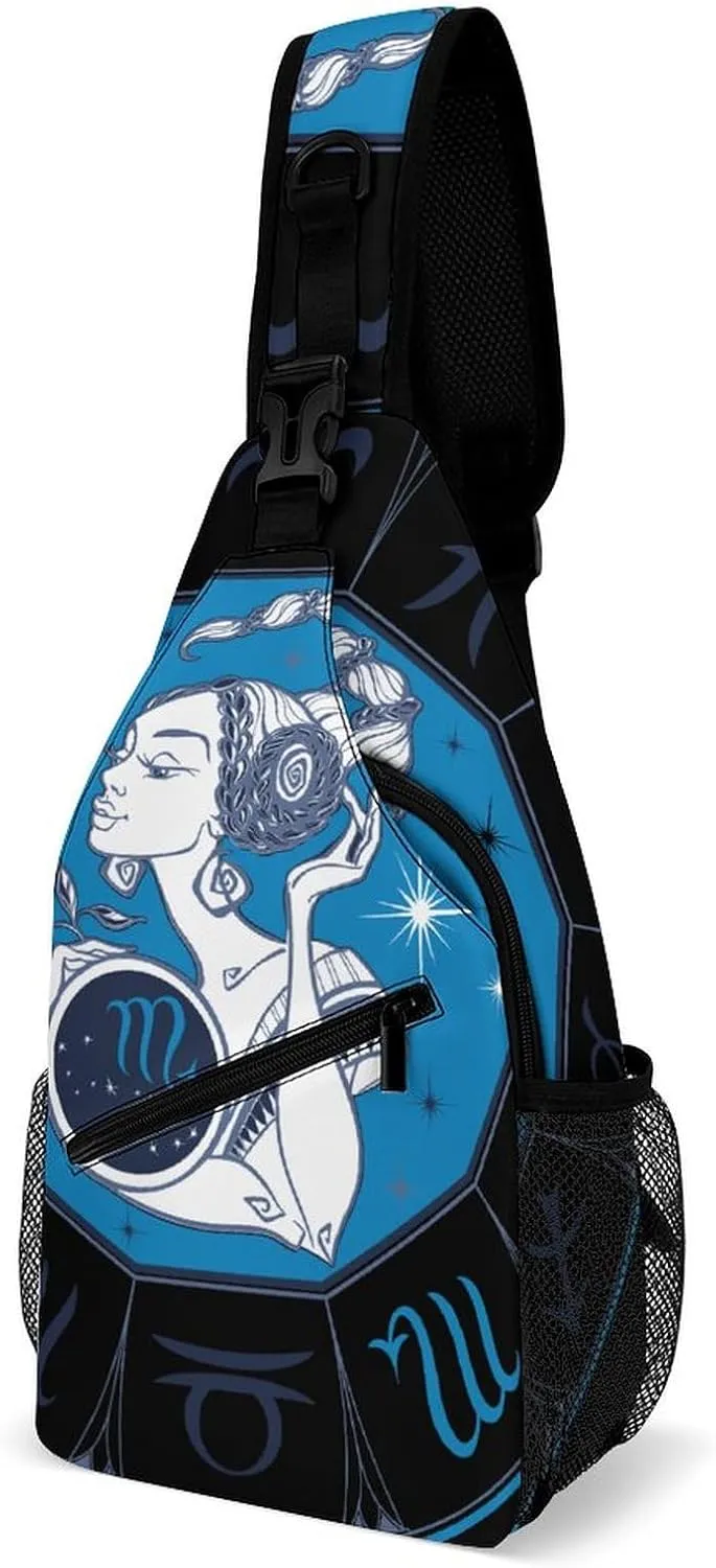 Zodiac-sign-taurus Sling Bag Crossbody Chest Bag Shoulder Bag For Travel Hiking Cycling Camping