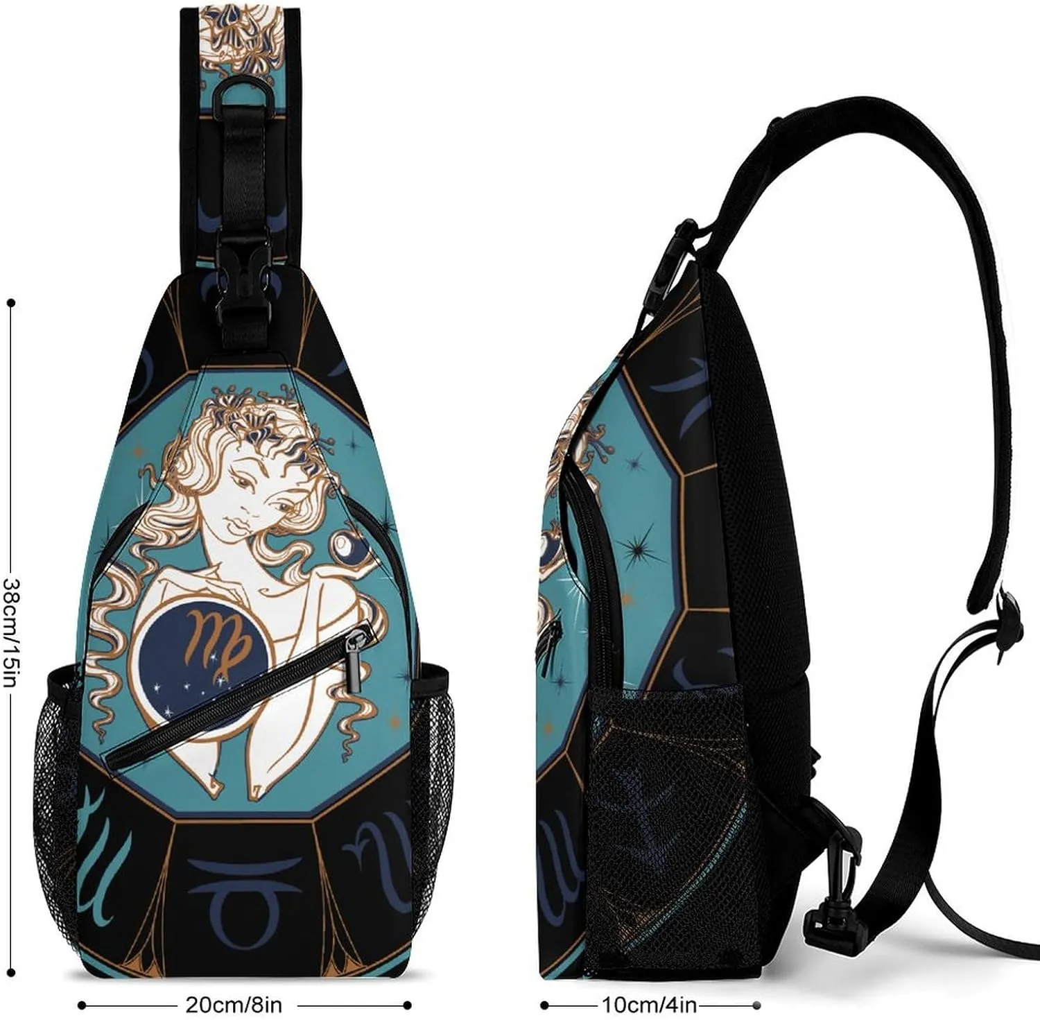Zodiac-sign-taurus Sling Bag Crossbody Chest Bag Shoulder Bag For Travel Hiking Cycling Camping