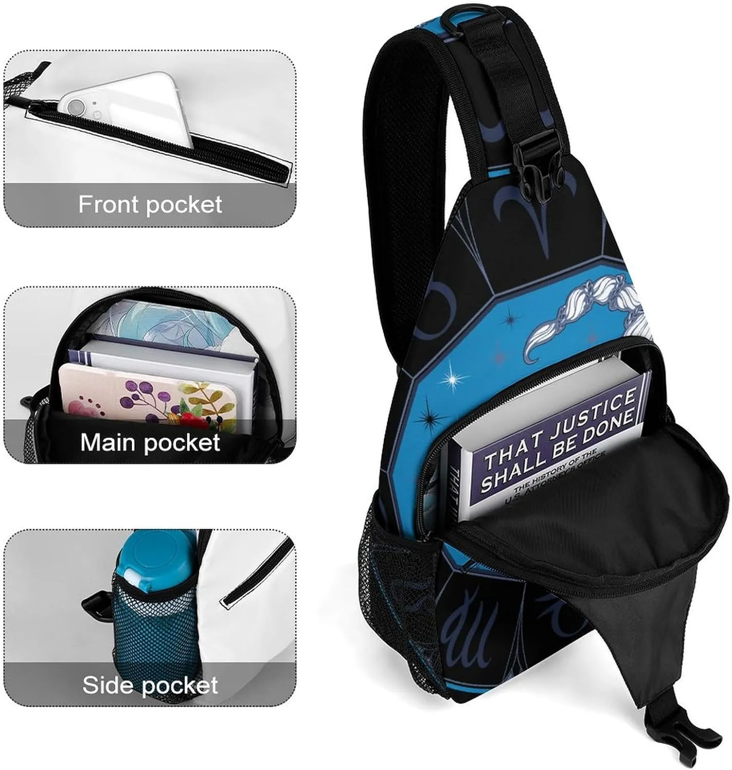 Zodiac-sign-taurus Sling Bag Crossbody Chest Bag Shoulder Bag For Travel Hiking Cycling Camping