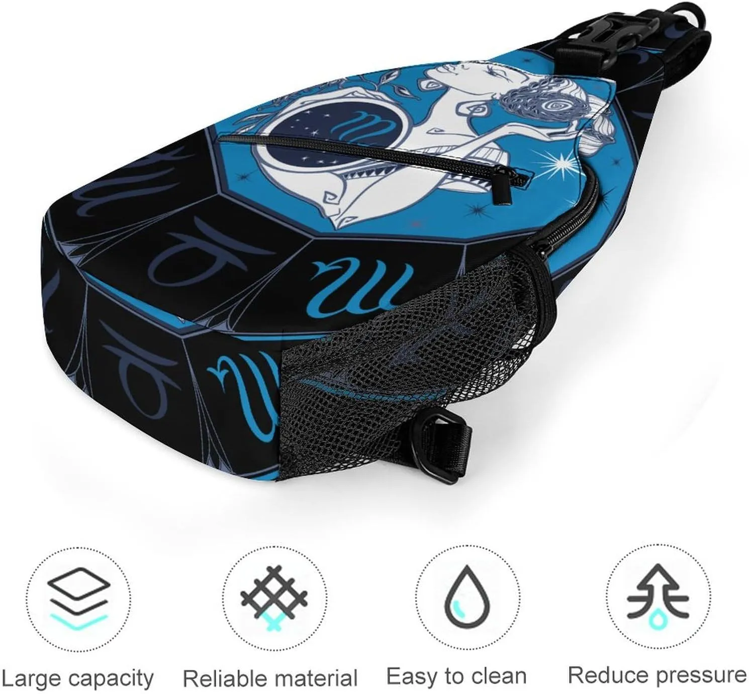 Zodiac-sign-taurus Sling Bag Crossbody Chest Bag Shoulder Bag For Travel Hiking Cycling Camping