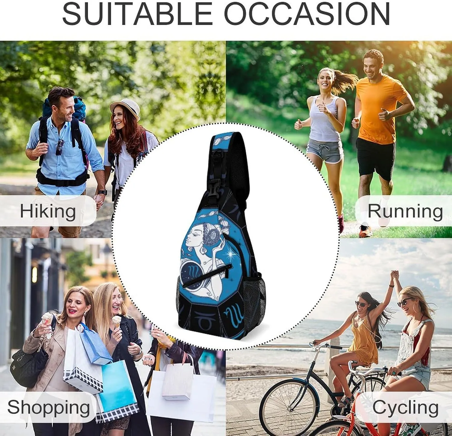 Zodiac-sign-taurus Sling Bag Crossbody Chest Bag Shoulder Bag For Travel Hiking Cycling Camping