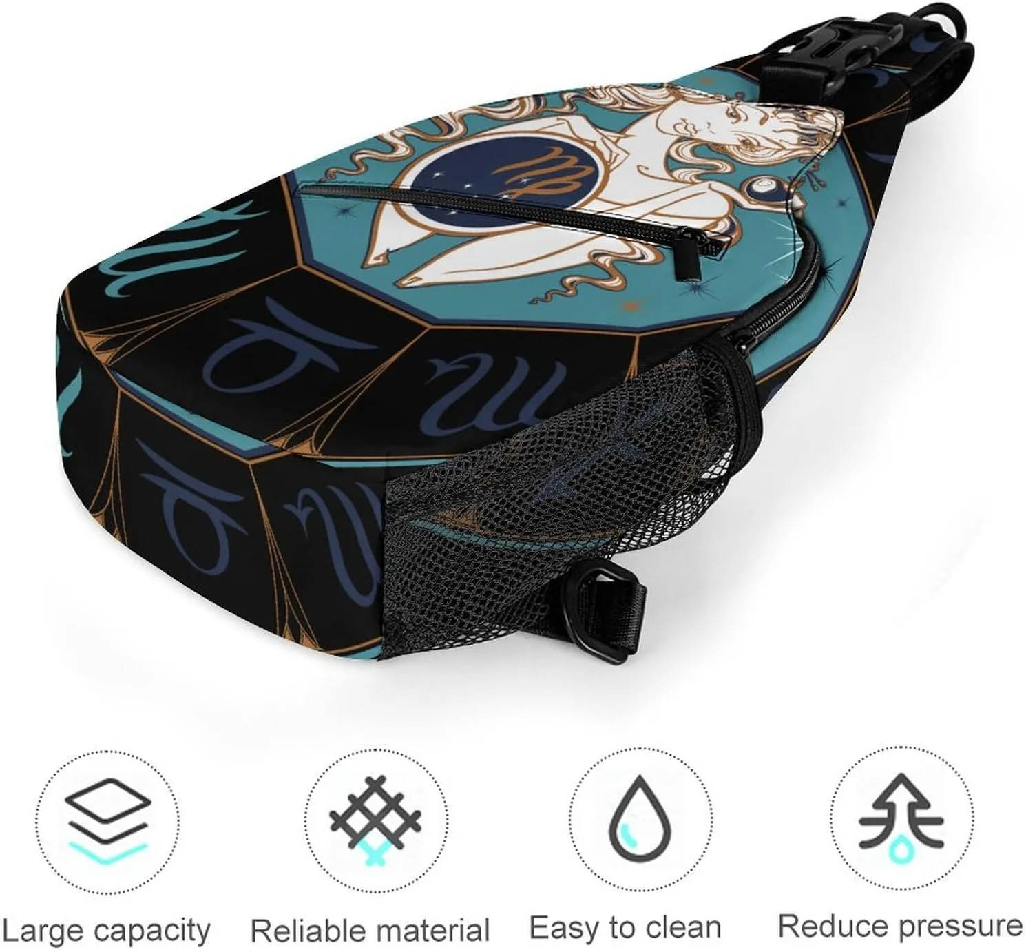 Zodiac-sign-taurus Sling Bag Crossbody Chest Bag Shoulder Bag For Travel Hiking Cycling Camping