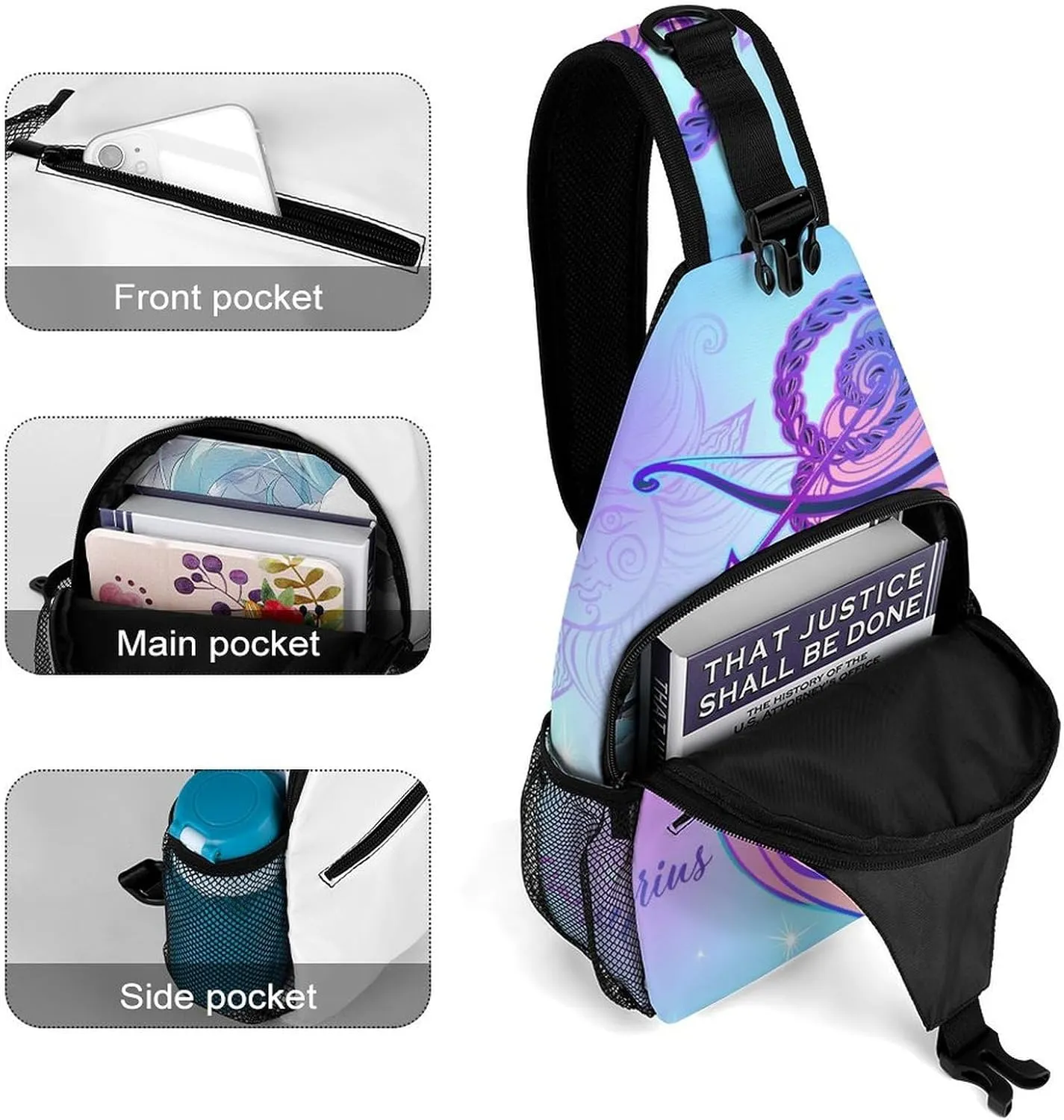 Zodiac-sign-virgo Sling Bag Crossbody Chest Bag Shoulder Bag For Travel Hiking Cycling Camping
