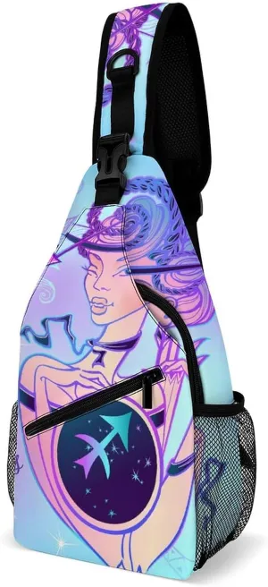 Zodiac-sign-virgo Sling Bag Crossbody Chest Bag Shoulder Bag For Travel Hiking Cycling Camping