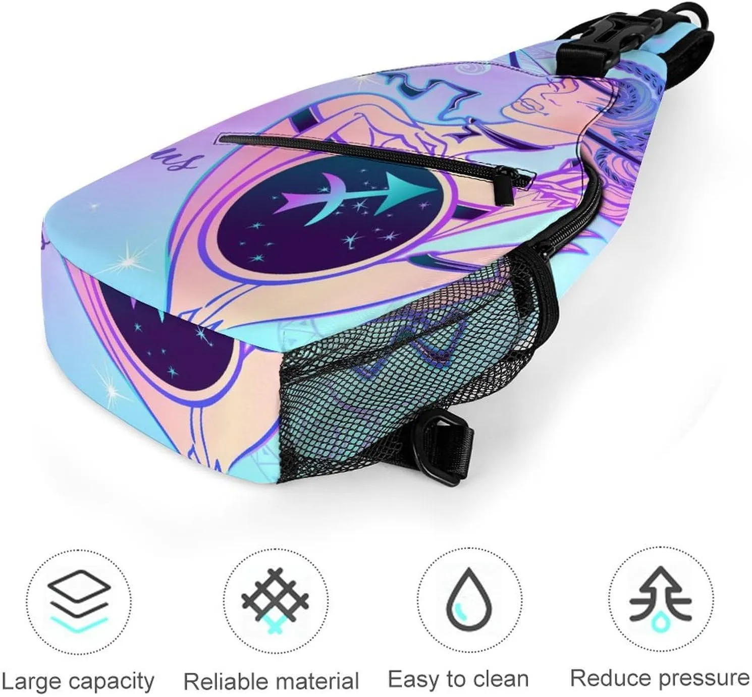 Zodiac-sign-virgo Sling Bag Crossbody Chest Bag Shoulder Bag For Travel Hiking Cycling Camping