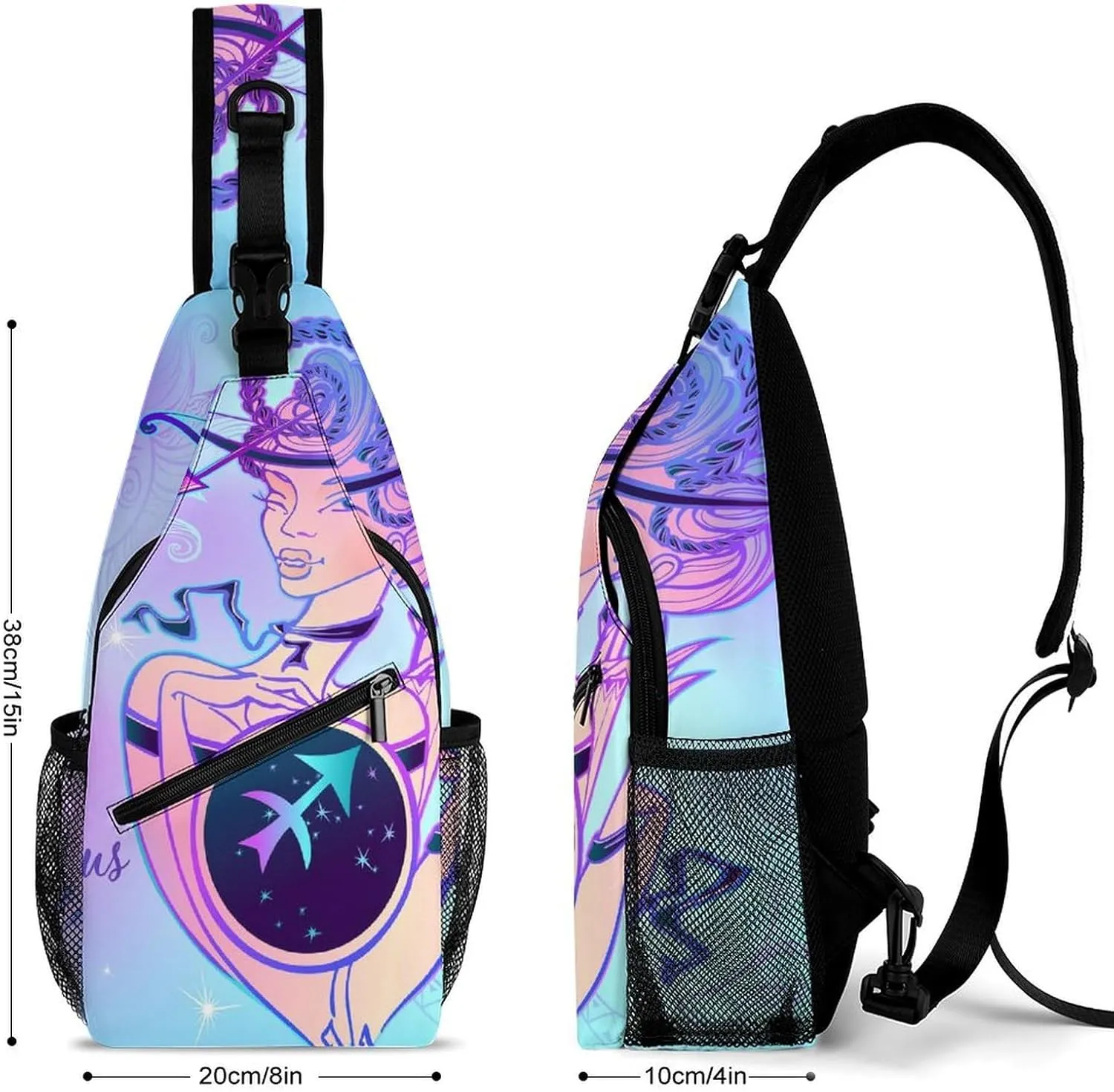 Zodiac-sign-virgo Sling Bag Crossbody Chest Bag Shoulder Bag For Travel Hiking Cycling Camping