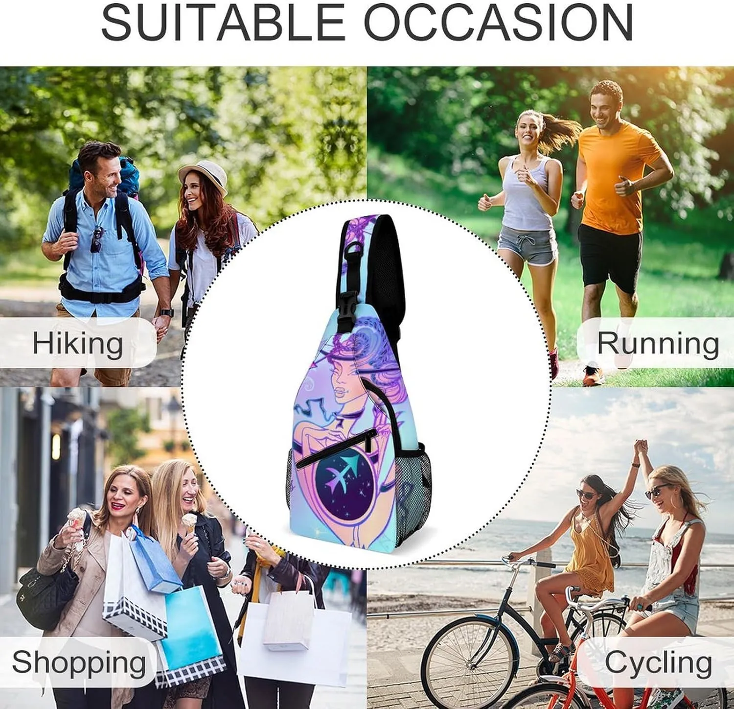 Zodiac-sign-virgo Sling Bag Crossbody Chest Bag Shoulder Bag For Travel Hiking Cycling Camping